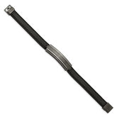 Chisel Stainless Steel Brushed and Polished Gun Metal IP-plated Black Rubber 8.5 inch Bracelet